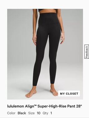 Lululemon Align Super High Rise Pant 28" Black Size 10